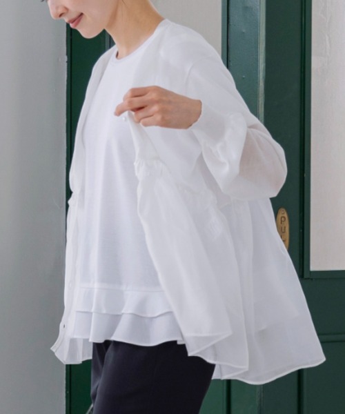 【新品25,000円】SONO ソーノ　繊細なフリルデザインカーディガン 新品25,】SONO ソーノ 繊細なフリルデザインカーディガン