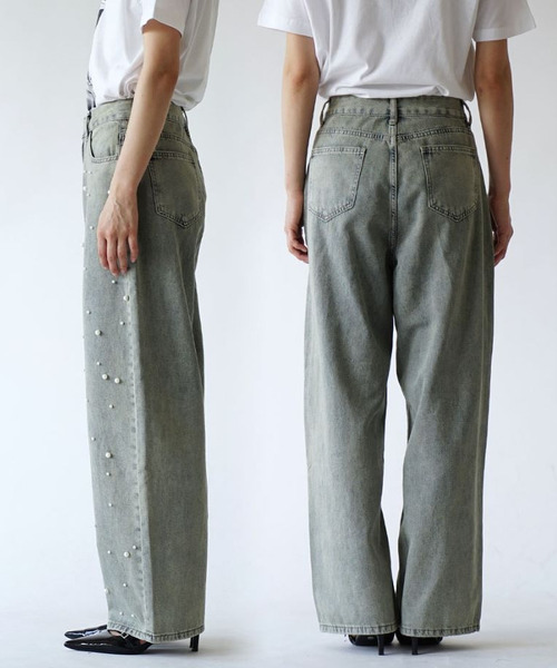 e-zakkamania stores(イーザッカマニアストアーズ)の「デコレーションパール ストレートデニムパンツ(デニムパンツ・レディース・ブルー・M)」の11枚目の写真