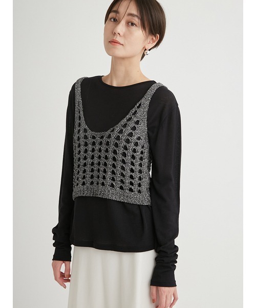 emmi（エミ）の「ラメニットビスチェ（ニット/セーター・レディース・ブラック/シルバー・FREE）」の12枚目の写真