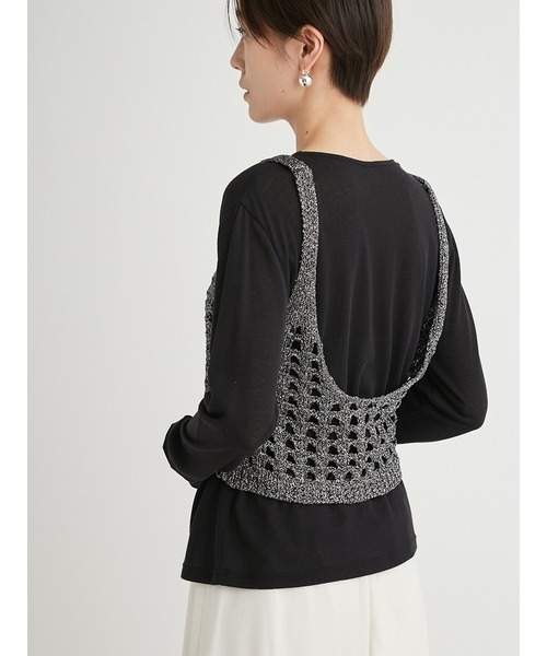 emmi（エミ）の「ラメニットビスチェ（ニット/セーター・レディース・ブラック/シルバー・FREE）」の9枚目の写真