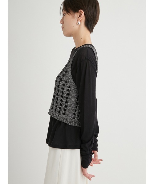 emmi（エミ）の「ラメニットビスチェ（ニット/セーター・レディース・ブラック/シルバー・FREE）」の8枚目の写真