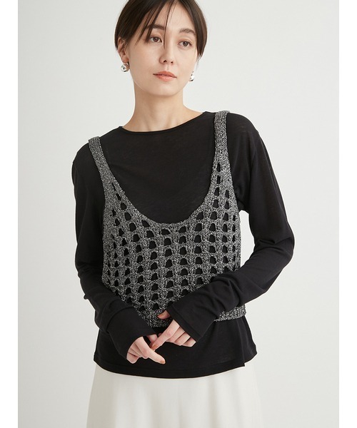 emmi（エミ）の「ラメニットビスチェ（ニット/セーター・レディース・ブラック/シルバー・FREE）」の7枚目の写真