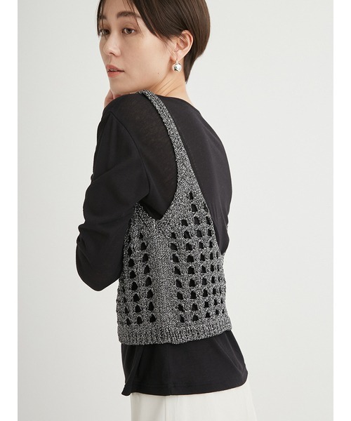 emmi（エミ）の「ラメニットビスチェ（ニット/セーター・レディース・ブラック/シルバー・FREE）」の10枚目の写真