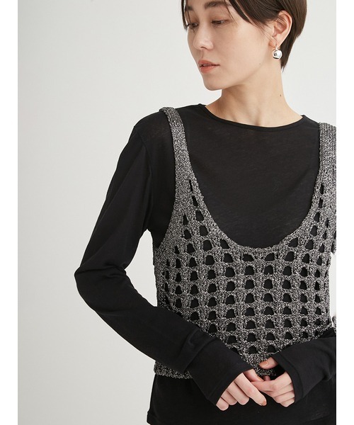 emmi（エミ）の「ラメニットビスチェ（ニット/セーター・レディース・ブラック/シルバー・FREE）」の13枚目の写真