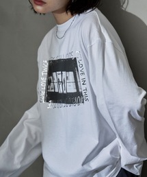 フォトプリント×シルバー箔オーバーサイズロングTシャツ