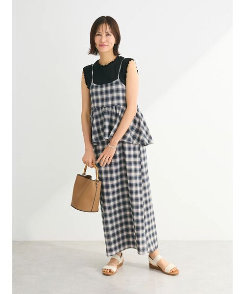 Green Parks（グリーンパークス）の「チェックペプラムキャミ