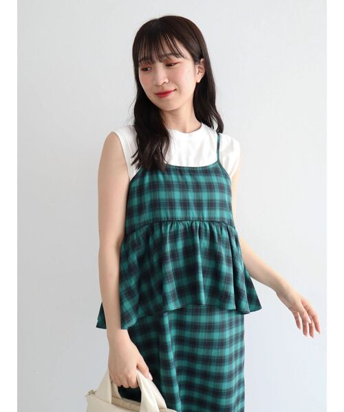 セール】チェックペプラムキャミワンピース（ワンピース