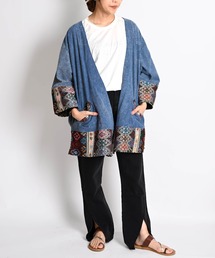 ABBEY MARKET（アビーマーケット）の「裾柄ライトストーンウォッシュ加工 エスニックジャケット（ノーカラージャケット）」