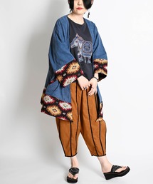 ABBEY MARKET（アビーマーケット）の「裾柄ライトストーンウォッシュ加工 エスニックジャケット（ノーカラージャケット）」