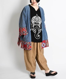 ABBEY MARKET（アビーマーケット）の「裾柄ライトストーンウォッシュ加工 エスニックジャケット（ノーカラージャケット）」
