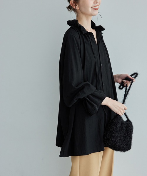 ROPE' PICNIC(ロペピクニック)の「フリルブラウス(シャツ/ブラウス・レディース・ダークブラウン/ブラック/オフホワイト・38)」の1枚目の写真