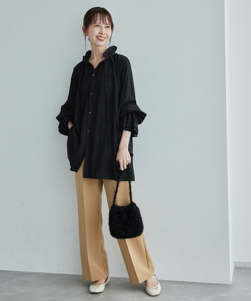 ROPE' PICNIC(ロペピクニック)の「フリルブラウス(シャツ/ブラウス・レディース・ダークブラウン/ブラック/オフホワイト・38)」の6枚目の写真