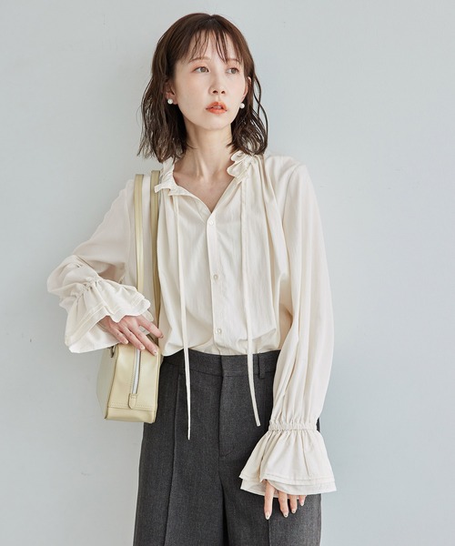 ROPE' PICNIC(ロペピクニック)の「フリルブラウス(シャツ/ブラウス・レディース・ダークブラウン/ブラック/オフホワイト・38)」の13枚目の写真