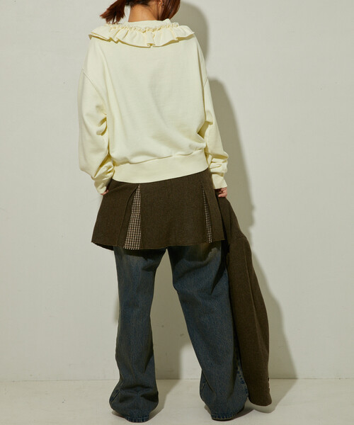FREAK'S STORE(フリークスストア)の「NAUTICA/ノーティカ 襟フリル ピグメントスウェット(スウェット・レディース・ナチュラル/ワイン/チャコール・ONE SIZE)」の6枚目の写真