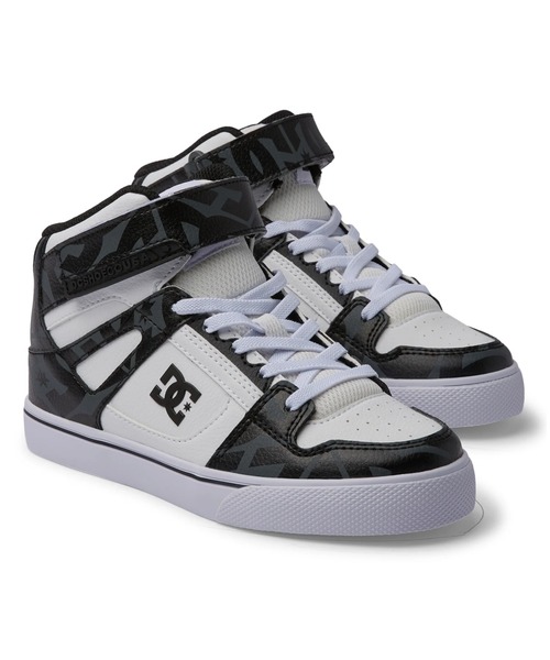 DC SHOES（ディーシーシューズ）の「Ks PURE HIGH-TOP SE/DCキッズハイカットスニーカー（スニーカー・キッズ・ホワイト×ブラック/ホワイト系その他/ブラウン・17cm/18cm/19cm/20cm/21cm/22cm/23cm/24cm/25cm）」の2枚目の写真