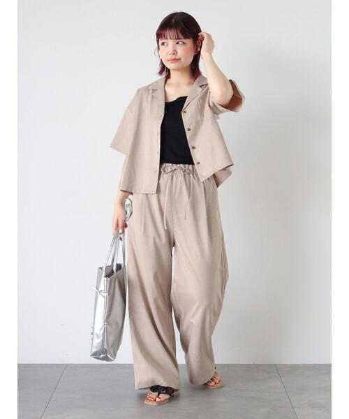 ehka sopo（エヘカソポ）の「◎オープンカラーシャツ(セットアップ可)（シャツ/ブラウス・レディース・チャコールグレー/ベージュ/グリーン・F）」の8枚目の写真