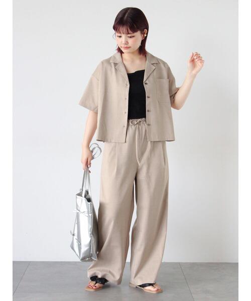 ehka sopo（エヘカソポ）の「◎オープンカラーシャツ(セットアップ可)（シャツ/ブラウス・レディース・チャコールグレー/ベージュ/グリーン・F）」の9枚目の写真