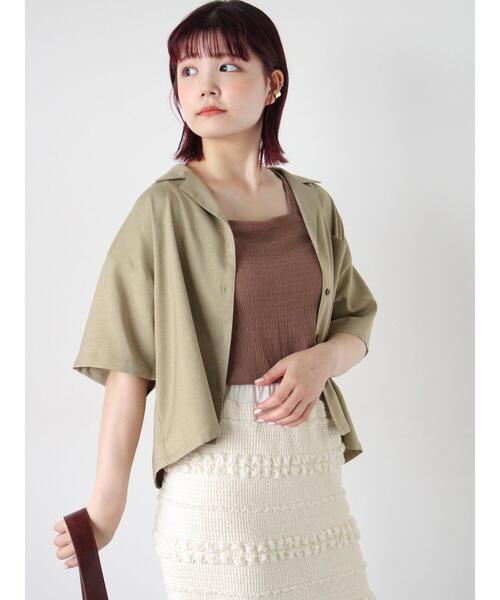 ehka sopo（エヘカソポ）の「◎オープンカラーシャツ(セットアップ可)（シャツ/ブラウス・レディース・チャコールグレー/ベージュ/グリーン・F）」の12枚目の写真