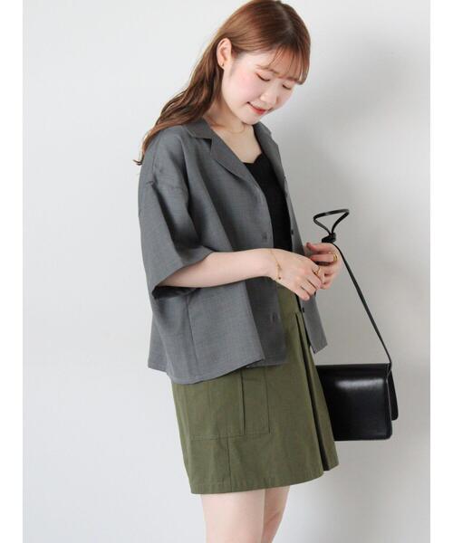 ehka sopo（エヘカソポ）の「◎オープンカラーシャツ(セットアップ可)（シャツ/ブラウス・レディース・チャコールグレー/ベージュ/グリーン・F）」の20枚目の写真