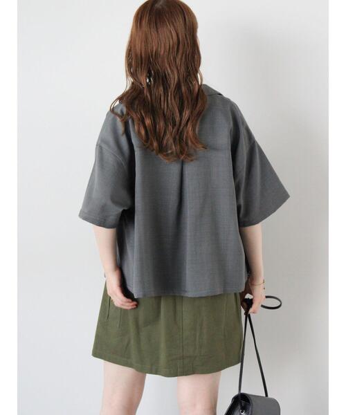 ehka sopo（エヘカソポ）の「◎オープンカラーシャツ(セットアップ可)（シャツ/ブラウス・レディース・チャコールグレー/ベージュ/グリーン・F）」の21枚目の写真