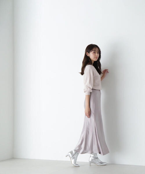 NATURAL BEAUTYBASIC ヴィンテージライクサテンナロースカート NATURAL BEAUTY BASIC（ナチュラルビューティーベーシック）の