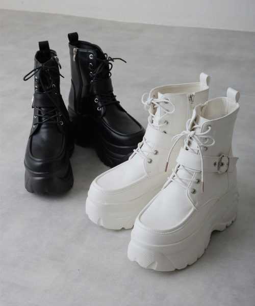 DEMETER（デメテル）の「軽量 厚底ソール レースアップ スニーカーブーツ（ブーツ・レディース・ホワイト/ブラック・M/L/S/LL）」の17枚目の写真