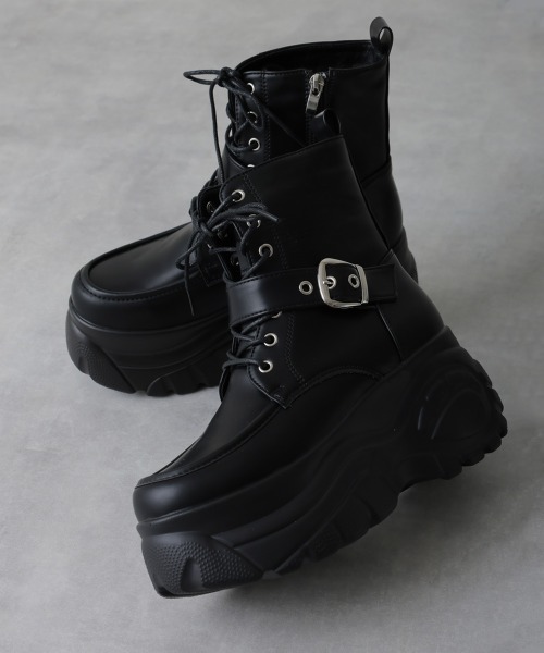 DEMETER（デメテル）の「軽量 厚底ソール レースアップ スニーカーブーツ（ブーツ・レディース・ホワイト/ブラック・M/L/S/LL）」の18枚目の写真