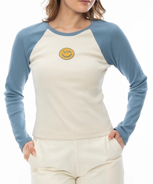 【セール】RVCA レディース CLASSIC RAGLAN LS TE ロンＴ 【2024年秋冬モデル】/ルーカスリムシルエットラグラン長袖ロンT（Tシャツ/カットソー）｜RVCA（ルーカ）