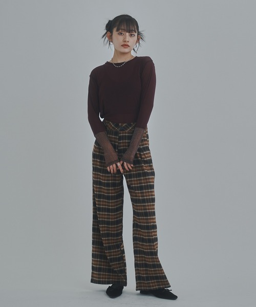 bita.(ビタ)の「ラメシアー切替トップス(Tシャツ/カットソー・レディース・チャコールグレー/ベージュ/ボルドー・FREE)」の20枚目の写真