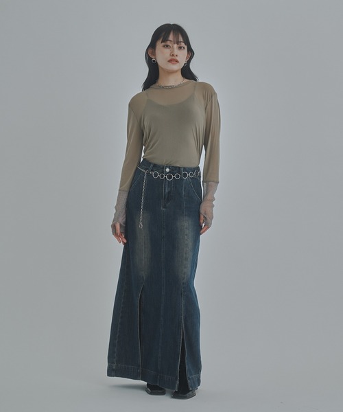 bita.(ビタ)の「ラメシアー切替トップス(Tシャツ/カットソー・レディース・チャコールグレー/ベージュ/ボルドー・FREE)」の5枚目の写真