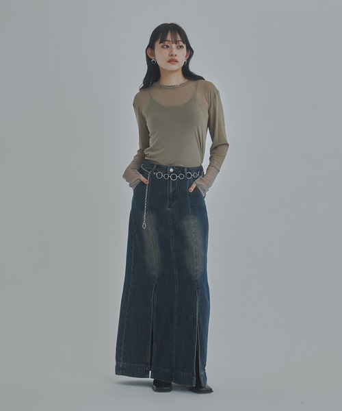 bita.(ビタ)の「ラメシアー切替トップス(Tシャツ/カットソー・レディース・チャコールグレー/ベージュ/ボルドー・FREE)」の7枚目の写真