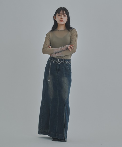 bita.(ビタ)の「ラメシアー切替トップス(Tシャツ/カットソー・レディース・チャコールグレー/ベージュ/ボルドー・FREE)」の8枚目の写真