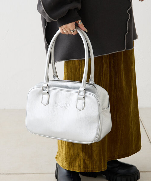 w closet（ダブルクローゼット）の「スクエアボストンBAG（ボストンバッグ・レディース・ボルドー/キャメル/シルバー/ブラック・ONE SIZE）」の4枚目の写真