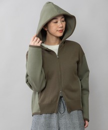 Munich | コットンダンボールニット×ニット ドッキングジップフーディー(パーカー)