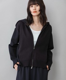 Munich | コットンダンボールニット×ニット ドッキングジップフーディー(パーカー)