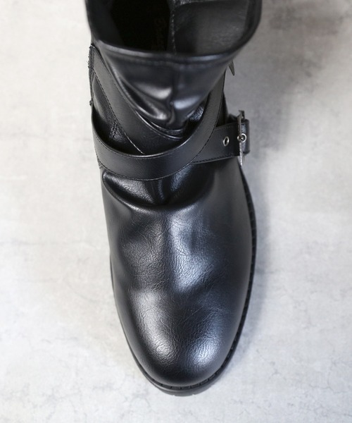 8(eight)(エイト)の「ショートドレープクロスベルトブーツ(ブーツ・メンズ・ブラック・25.5cm/26.0cm/26.5cm/27.0cm/25.0cm/28.0cm)」の12枚目の写真