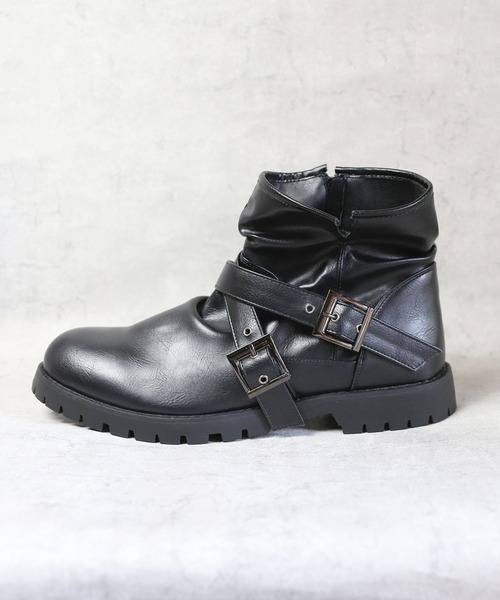 8(eight)(エイト)の「ショートドレープクロスベルトブーツ(ブーツ・メンズ・ブラック・25.5cm/26.0cm/26.5cm/27.0cm/25.0cm/28.0cm)」の9枚目の写真