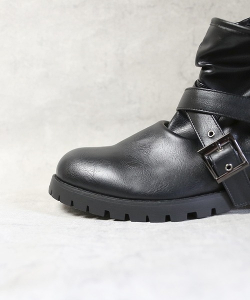 8(eight)(エイト)の「ショートドレープクロスベルトブーツ(ブーツ・メンズ・ブラック・25.5cm/26.0cm/26.5cm/27.0cm/25.0cm/28.0cm)」の10枚目の写真