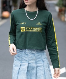 【t】〔STARTER BLACK LABEL〕サイドライン フロントプリント ショート丈 ロンT