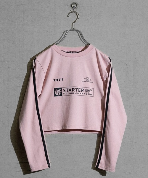 STARTER BLACK LABEL(スターターブラックレーベル)の「【t】〔STARTER BLACK LABEL〕サイドライン フロントプリント ショート丈 ロンT(Tシャツ/カットソー・レディース・ブラック/ホワイト/グリーン/ピンク・MEDIUM/LARGE)」の10枚目の写真