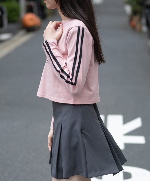 STARTER BLACK LABEL(スターターブラックレーベル)の「【t】〔STARTER BLACK LABEL〕サイドライン フロントプリント ショート丈 ロンT(Tシャツ/カットソー・レディース・ブラック/ホワイト/グリーン/ピンク・MEDIUM/LARGE)」の12枚目の写真
