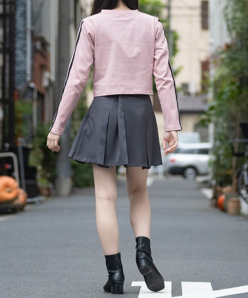 STARTER BLACK LABEL(スターターブラックレーベル)の「【t】〔STARTER BLACK LABEL〕サイドライン フロントプリント ショート丈 ロンT(Tシャツ/カットソー・レディース・ブラック/ホワイト/グリーン/ピンク・MEDIUM/LARGE)」の16枚目の写真