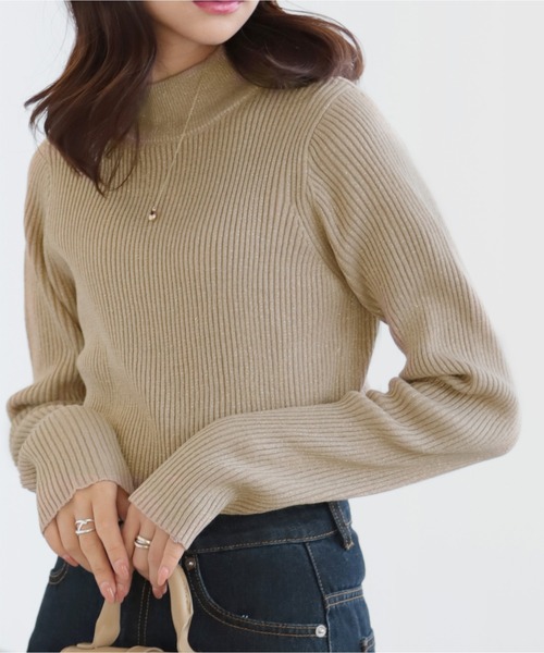 nouvellemoi（ヌーベルモイ）の「モックネックリブラメニット（ニット/セーター・レディース・グレイッシュベージュ/アイボリー/グレー/ブラック・M）」の16枚目の写真
