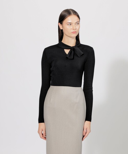 EPOCA エポカ 定価7.2万 プリーツケープジップニット ブラック 40 EPOCA（エポカ）の「プリーツケープジップニット（ニット/セーター