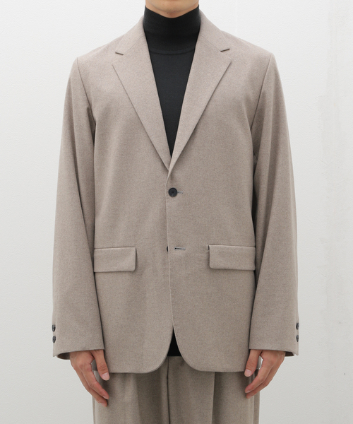 ATON（エイトン）の「ATON(エイトン) MERINO COLLEGE FLANNEL TAILORED JACKET JKAGCW0900（テーラードジャケット・メンズ・ベージュ/ブラック・4/6）」の4枚目の写真