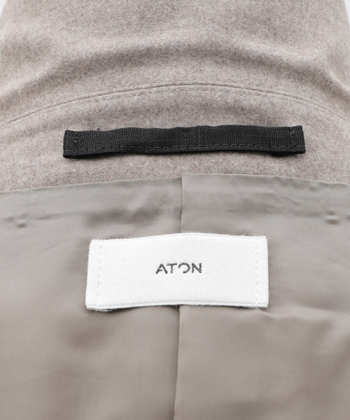 ATON（エイトン）の「ATON(エイトン) MERINO COLLEGE FLANNEL TAILORED JACKET JKAGCW0900（テーラードジャケット・メンズ・ベージュ/ブラック・4/6）」の18枚目の写真