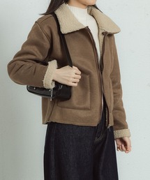 ファーコート ショート丈 フェイクファー」に該当するブラウン/茶色系