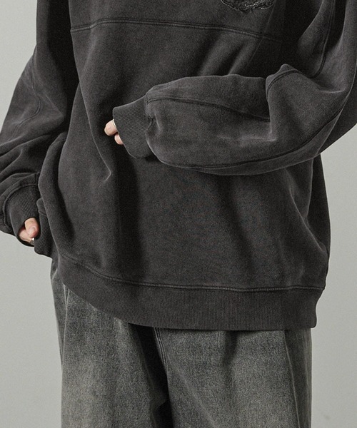 Alfred Alex(アルフレッドアレックス)の「【Alfred Alex】ヴィンテージメイクデザイン ケミカルウォッシュダメージパッチロゴスウェット(スウェット・メンズ・ブルー/ブラック/グレイッシュベージュ・M/L)」の22枚目の写真