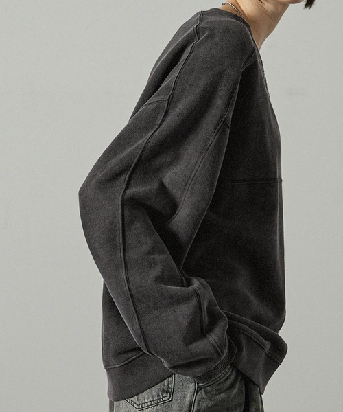 Alfred Alex(アルフレッドアレックス)の「【Alfred Alex】ヴィンテージメイクデザイン ケミカルウォッシュダメージパッチロゴスウェット(スウェット・メンズ・ブルー/ブラック/グレイッシュベージュ・M/L)」の20枚目の写真