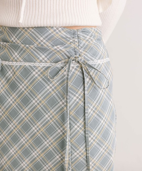 OLIVE des OLIVE（オリーブデオリーブ）の「ドロストリボンチェックナロースカート（スカート・レディース・ブルー/ブラウン・FREE）」の8枚目の写真